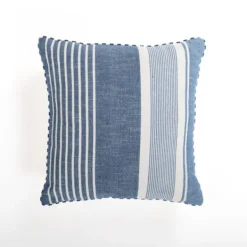 Pillows-Kirkland's Home Blue Malibu Stripes Pillow Blue/White