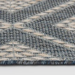 Outdoor Rugs-Kirkland's Home Blue Malibu Woven Diamond Outdoor Area Rug, 7X9 Blue/Ivory