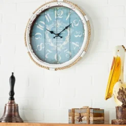 Clocks-Kirkland's Home Blue Metal And Rope Wall Clock, 17 In.