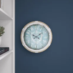 Clocks-Kirkland's Home Blue Metal And Rope Wall Clock, 17 In.