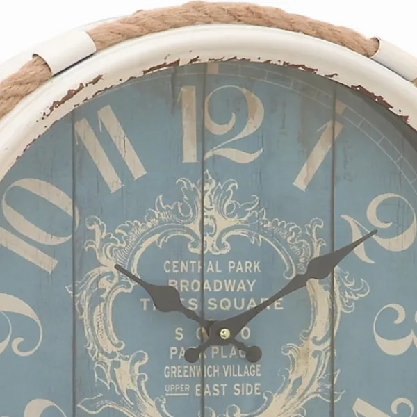 Clocks-Kirkland's Home Blue Metal And Rope Wall Clock, 17 In.