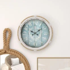 Clocks-Kirkland's Home Blue Metal And Rope Wall Clock, 17 In.