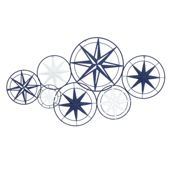 Wall Plaques-Kirkland's Home Blue Metal Layered Star Plates Wall Plaque Blue/White