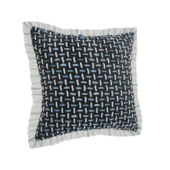 Pillows-Kirkland's Home Blue Modern Interwoven Accent Pillow Blue/White