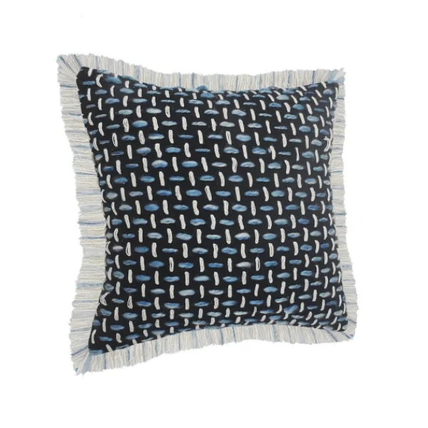 Pillows-Kirkland's Home Blue Modern Interwoven Accent Pillow Blue/White