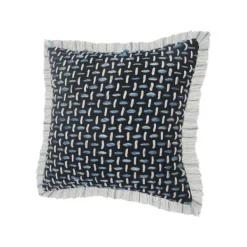 Pillows-Kirkland's Home Blue Modern Interwoven Accent Pillow Blue/White