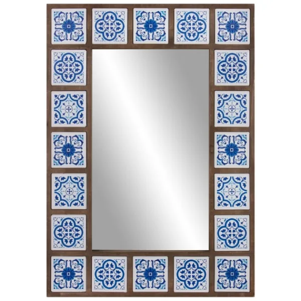 Decorative Mirrors-Kirkland's Home Blue Moroccan Tile Framed Mirror