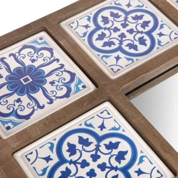 Decorative Mirrors-Kirkland's Home Blue Moroccan Tile Framed Mirror
