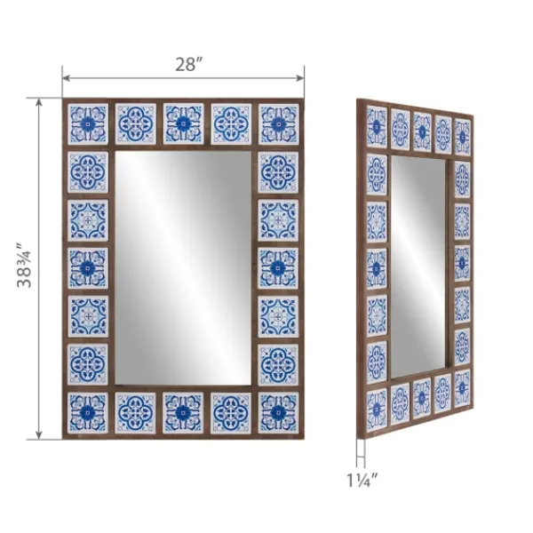 Decorative Mirrors-Kirkland's Home Blue Moroccan Tile Framed Mirror