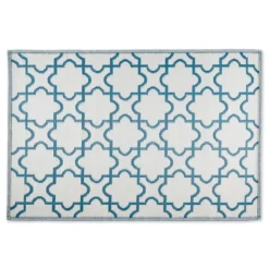 Outdoor Rugs-Kirkland's Home Blue Moroccan Trellis Outdoor Area Rug, 4X6 Blue/White