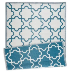 Outdoor Rugs-Kirkland's Home Blue Moroccan Trellis Outdoor Area Rug, 4X6 Blue/White