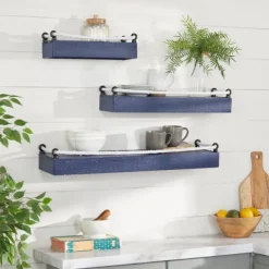 Shelves-Kirkland's Home Blue Nautical 3-Pc. Wood Shelves