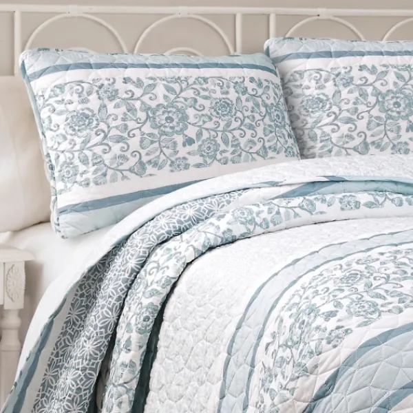 Quilts-Kirkland's Home Blue Nisha Floral Full/Queen 3-Pc. Quilt Set Blue/White