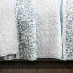 Quilts-Kirkland's Home Blue Nisha Floral Full/Queen 3-Pc. Quilt Set Blue/White