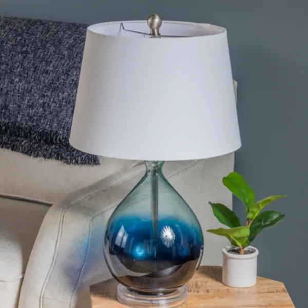 Table Lamps-Kirkland's Home Blue Ombre Teardrop Glass Table Lamp White