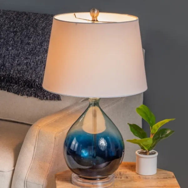 Table Lamps-Kirkland's Home Blue Ombre Teardrop Glass Table Lamp White