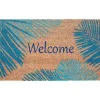 Doormats-Kirkland's Home Blue Palm Fronds Welcome Coir Doormat Tan/Blue