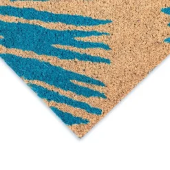 Doormats-Kirkland's Home Blue Palm Fronds Welcome Coir Doormat Tan/Blue