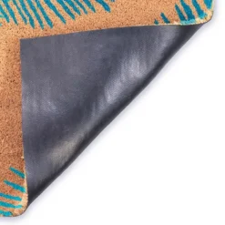 Doormats-Kirkland's Home Blue Palm Fronds Welcome Coir Doormat Tan/Blue