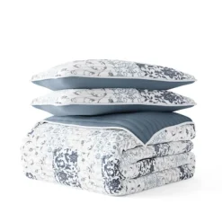 Quilts-Kirkland's Home Blue Patchwork Reversible 2-Pc. Twin Quilt Set Blue/White/Gray