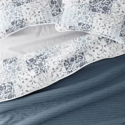 Quilts-Kirkland's Home Blue Patchwork Reversible 3-Pc. King Quilt Set Blue/White/Gray