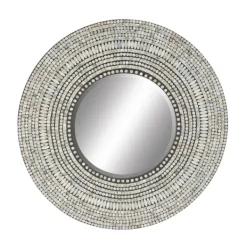 Decorative Mirrors-Kirkland's Home Blue Pear Mussel Shell Frame Coastal Wall Mirror