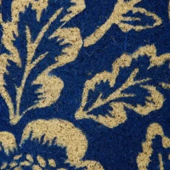 Doormats-Kirkland's Home Blue Peonies Coir Doormat Blue/Tan