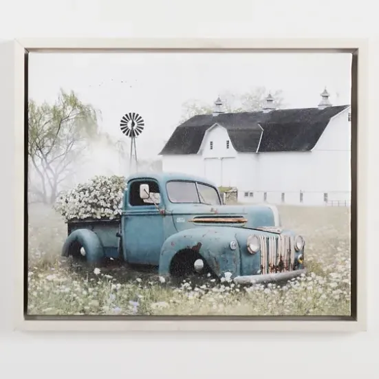 Canvas Art-Kirkland's Home Blue Pickup Truck And Barn Canvas Art Print Blue/Green/White