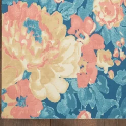 Outdoor Rugs-Kirkland's Home Blue Poppies Floral Outdoor Area Rug, 5X7 Blue/Yellow/Orange
