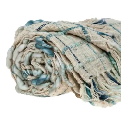 Blankets & Throws-Kirkland's Home Blue Primitive Squares Handloomed Throw Blanket Blue/Tan/Green
