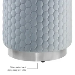 Benches & Ottomans-Kirkland's Home Blue Quilted Honeycomb Ottoman Blue/Gray