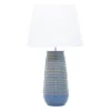 Table Lamps-Kirkland's Home Blue Ribbed Stoneware Table Lamp White