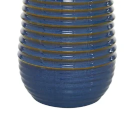 Table Lamps-Kirkland's Home Blue Ribbed Stoneware Table Lamp White