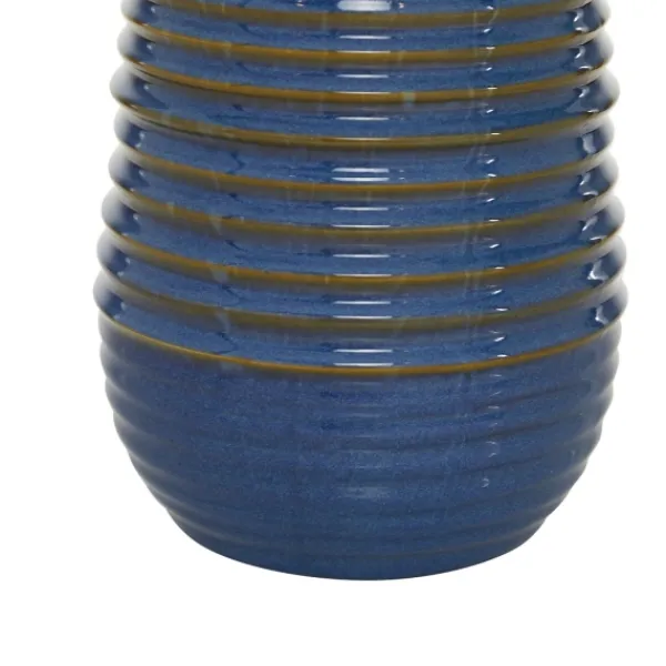 Table Lamps-Kirkland's Home Blue Ribbed Stoneware Table Lamp White