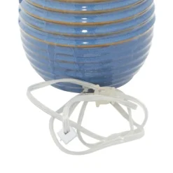 Table Lamps-Kirkland's Home Blue Ribbed Stoneware Table Lamp White
