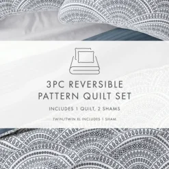 Quilts-Kirkland's Home Blue Scalloped Reversible 2-Pc. Twin Quilt Set Blue/White