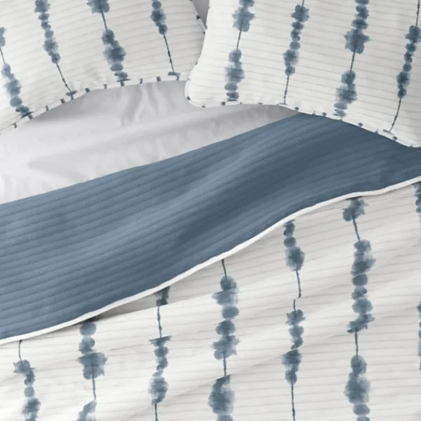 Quilts-Kirkland's Home Blue Shibori Reversible 3-Pc. Queen Quilt Set Blue/White
