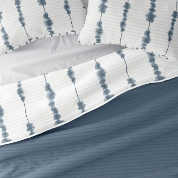 Quilts-Kirkland's Home Blue Shibori Reversible 3-Pc. Queen Quilt Set Blue/White