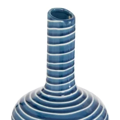 Vases-Kirkland's Home Blue Stoneware Vases, Set Of 3 Blue/White