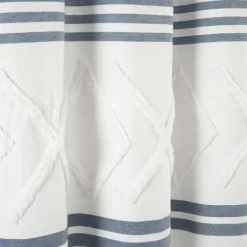 Shower Curtains-Kirkland's Home Blue Stripe Diamond Tufted Shower Curtain Blue/White