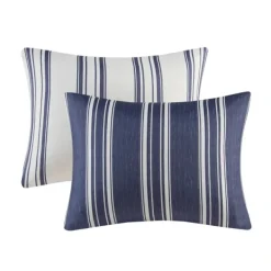Comforters-Kirkland's Home Blue Stripe Jackson 3-Pc. Full/Queen Comforter Set Blue/White