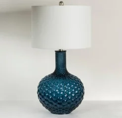 Table Lamps-Kirkland's Home Blue Tinted Bubble Gourd Table Lamp White
