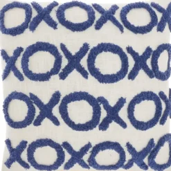 Pillows-Kirkland's Home Blue Tufted Xoxo Cotton Throw Pillow White/Blue