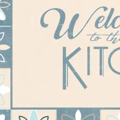Kitchen & Floor Mats-Kirkland's Home Blue Welcome To The Kitchen Floor Mat, 24X60 Blue/Ivory