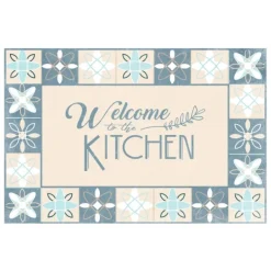 Kitchen & Floor Mats-Kirkland's Home Blue Welcome To The Kitchen Floor Mat, 24X36 Blue/Ivory