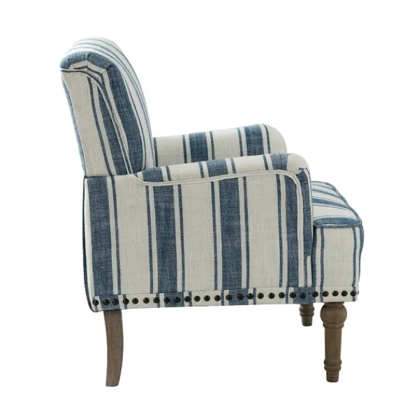 Accent Chairs-Kirkland's Home Blue White Stripe Upholstered Accent Chair Blue/White