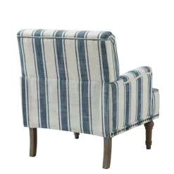 Accent Chairs-Kirkland's Home Blue White Stripe Upholstered Accent Chair Blue/White