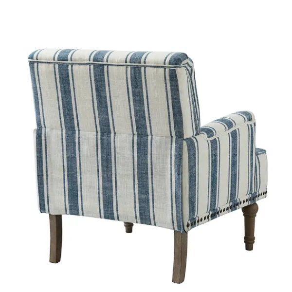 Accent Chairs-Kirkland's Home Blue White Stripe Upholstered Accent Chair Blue/White