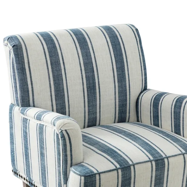 Accent Chairs-Kirkland's Home Blue White Stripe Upholstered Accent Chair Blue/White