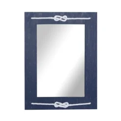 Decorative Mirrors-Kirkland's Home Blue Wood Frame Mirror With White Rope